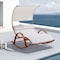 Deko Living Outdoor Cedar Wood Patio Lounge Daybed w/ White Textilene Fabric & Canopy COP20205WHT - alternate 3